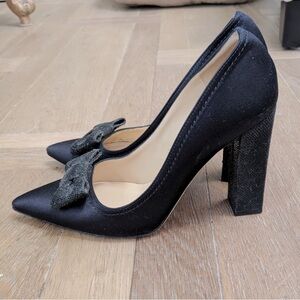 KATE SPADE ♠️ Leena Black Satin Glitter Block Heel